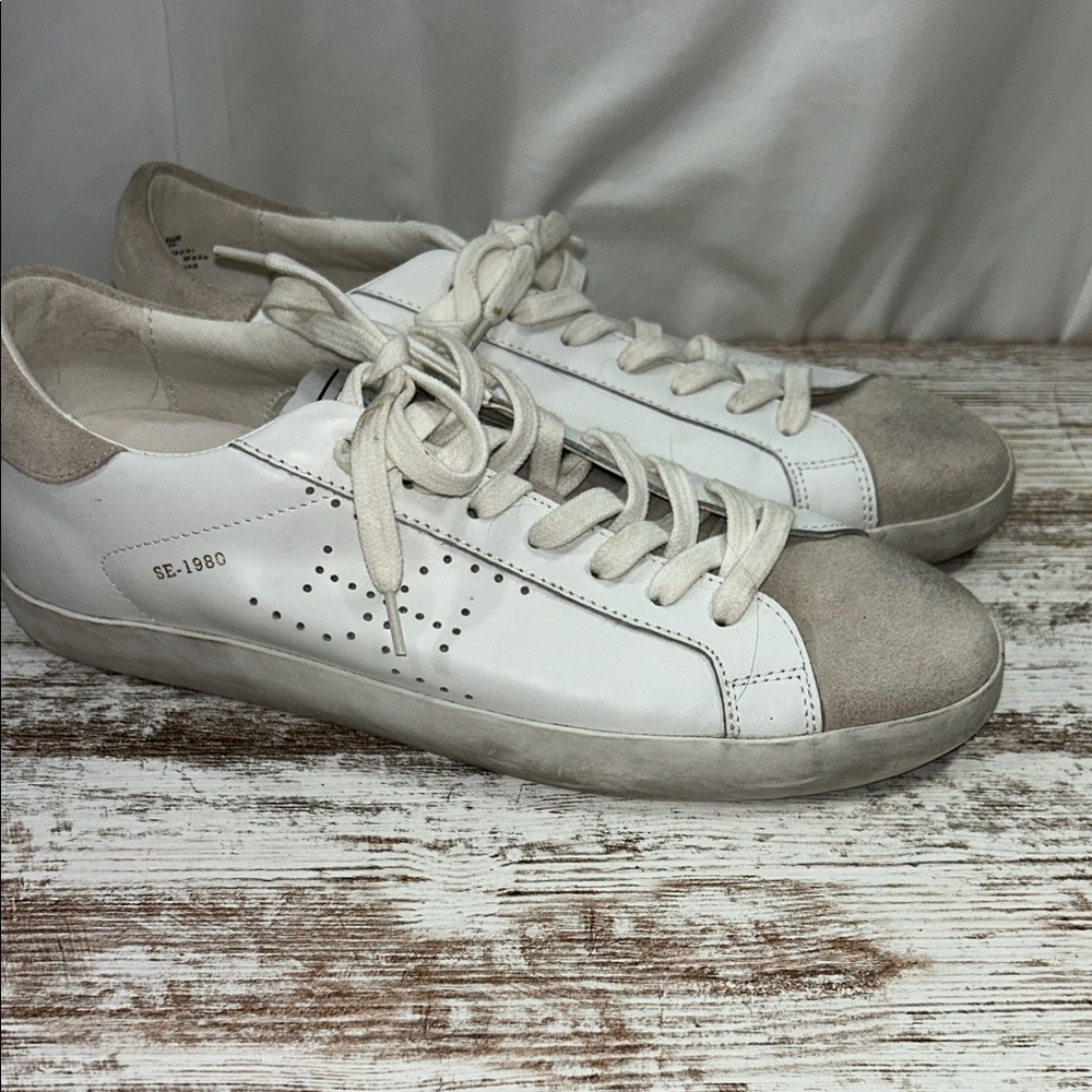 Sam Edelman Women's Aubrie White/Griege Leather Sneakers Tennis Shoes Sz 9M